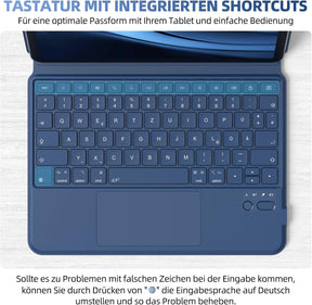 Magnetische Tastatur Hülle Für Ipad Pro 11″(2024 M4),Tastaturhülle Für Ipad Pro 11″ 5.Gen M4,Verstellbares Hoch-/Querformat,Multi-Touch-Trackpad Und 7-Farbige Beleuchtete Tastatur,Qwertz-Blau
