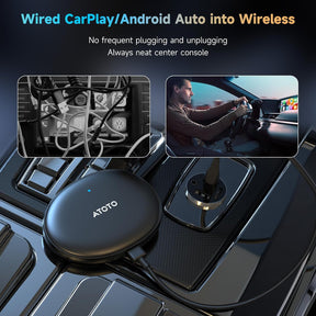 AD5 Wireless Carplay Adapter & Android Auto Adapter, Plug & Play Car Video Box, 2025 Upgrade Ai Box Carplay Dongle Mit Netflix, Youtube, Dual Wi-Fi, Bluetooth, Chatgpt, Grauschwarz