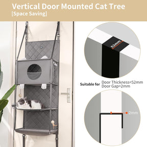 Hängender Kratzbaum - Tür Montiert Climber Katze Wand Katze Hängematte Für Indoor, Hanging/Erhöhte Bett - 4 Geschichte Mit Abnehmbaren Kissen, Ball Spielzeug Und Rollolo Katzenmöbel