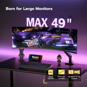 ARES WING Monitor Halterung Für 17 Bis 49 Zoll Bildschirme, Monitor Arm Mit Gasfeder, Verstellbarer Monitorständer Für 20Kg Computer Bildschirme, Monitorhalterung VESA 75/100 Mm,Schwarz