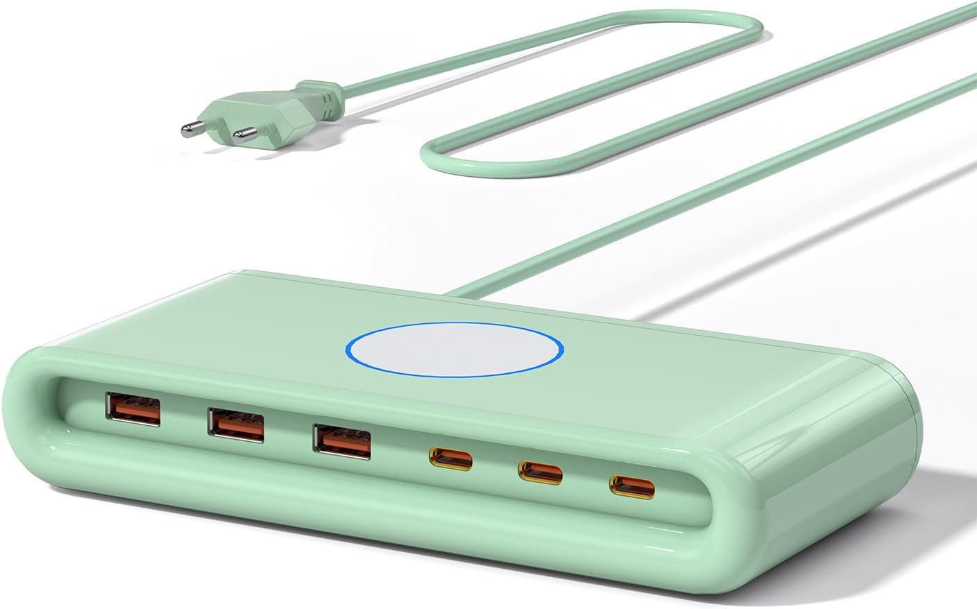 POANES 100W USB C Ladegerät Schnellladegerät Mehrfach 6 Port,65W Laptop USB C Ladestation Für Macbook, Iphone Und Samaung (Green)