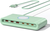 POANES 100W USB C Ladegerät Schnellladegerät Mehrfach 6 Port,65W Laptop USB C Ladestation Für Macbook, Iphone Und Samaung (Green)