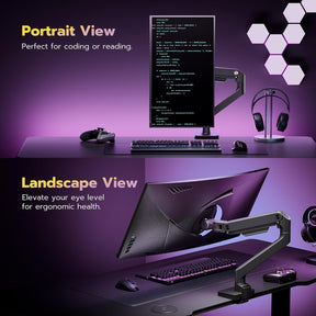 ARES WING Monitor Halterung Für 17 Bis 49 Zoll Bildschirme, Monitor Arm Mit Gasfeder, Verstellbarer Monitorständer Für 20Kg Computer Bildschirme, Monitorhalterung VESA 75/100 Mm,Schwarz