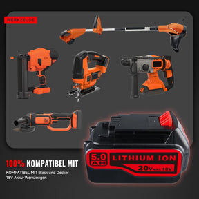 LB2X4020 5,0Ah Ersatzakku Für Black+Decker 18V Akku 20V Max Li-Ion Kompatibel Mit Black & Decker 18V/20V Maxlb20 LBX20 LBXR20 LBXR2020-OPE LBXR20B-2 LST220 BL1518 BL2018 GKC1825L GTC1850L20