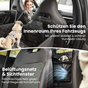 Hunde Autositz Für Rückbank Mit Flauschiger Zusatzdecke - Hundedecke Für Kleine, Mittlere Hunde - Sicherheitsgurte in 2 Versch. Längen - Wasserdicht & Robust