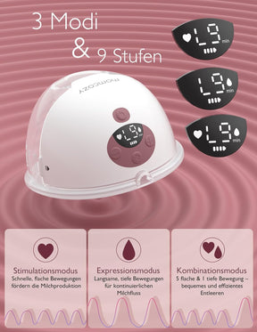 Momcozy Milchpumpe Elektrisch Tragbar Freihändig M5, Doppelmilchpumpe Für Den Babymund, Doppelt Abgedichteter Flansch Mit 3 Modi Und 9 Stufen, 24 Mm (1, Rot)