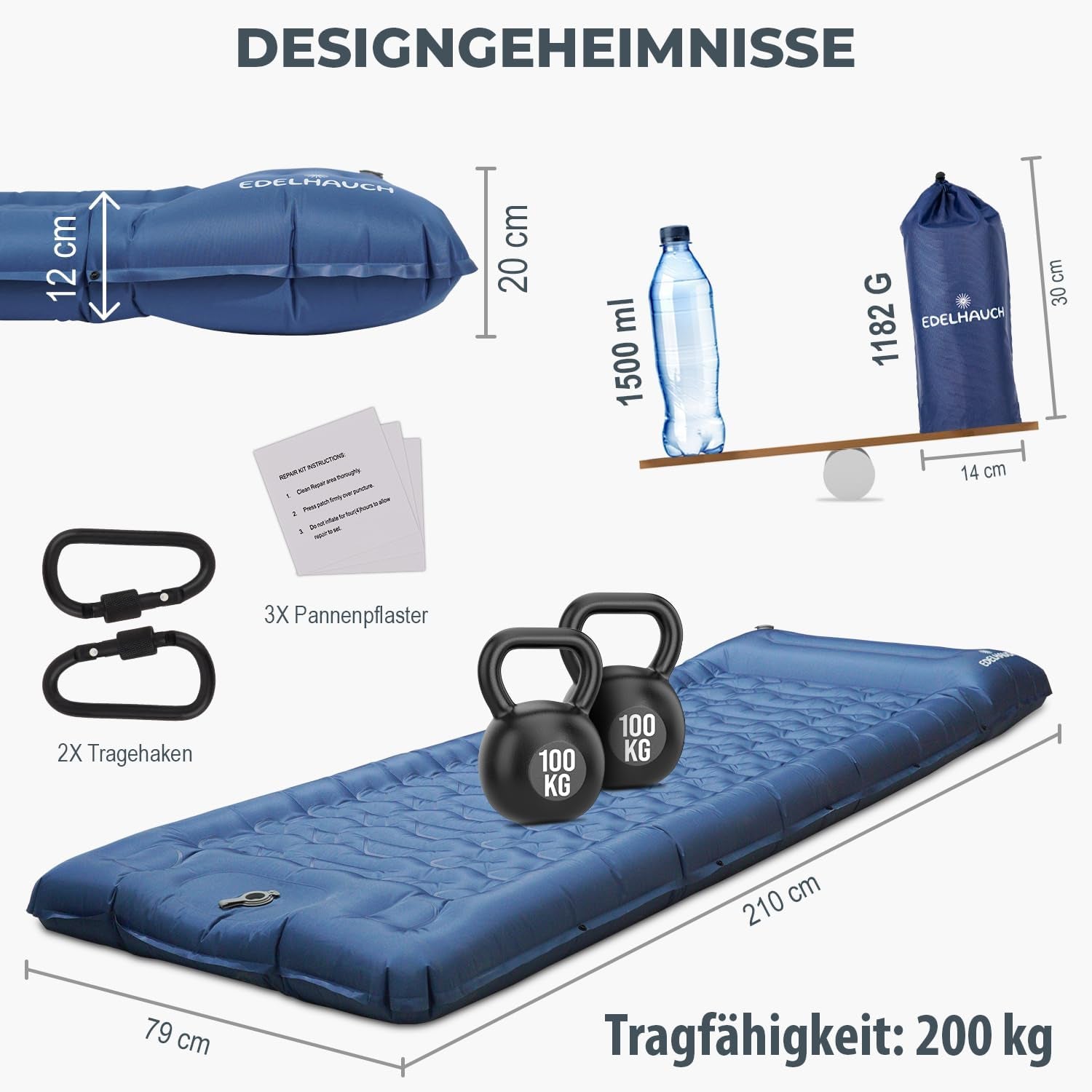 Isomatte Ultraleicht 12Cm Dick, Faltbar Mit Integrierter Fußpumpe & Kissen – Vielseitig Einsetzbar Als Camping Matratze, Isomatte Faltbar, Schlafmatte, Auto Matratze & Luftmatratze Camping