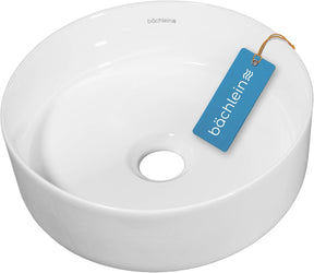 Bächlein Aufsatzwaschbecken Tamula (Rund) - Keramik Waschbecken Ø 31,5 Cm - Moderne Design Waschschale Für Badezimmer Und WC - Hochwertiges Handwaschbecken in Weiß