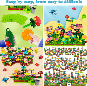 Cyiecw 332 PCS Blumengarten Spielzeug Ab 4 Jahre Mädchen,Kinder Blumen Bausteine,Diy Bouquet Sets Mit Aufbewahrungstasche,Garten Spielzeug Für Kinder Kunst Blumenarrangement Geschenk
