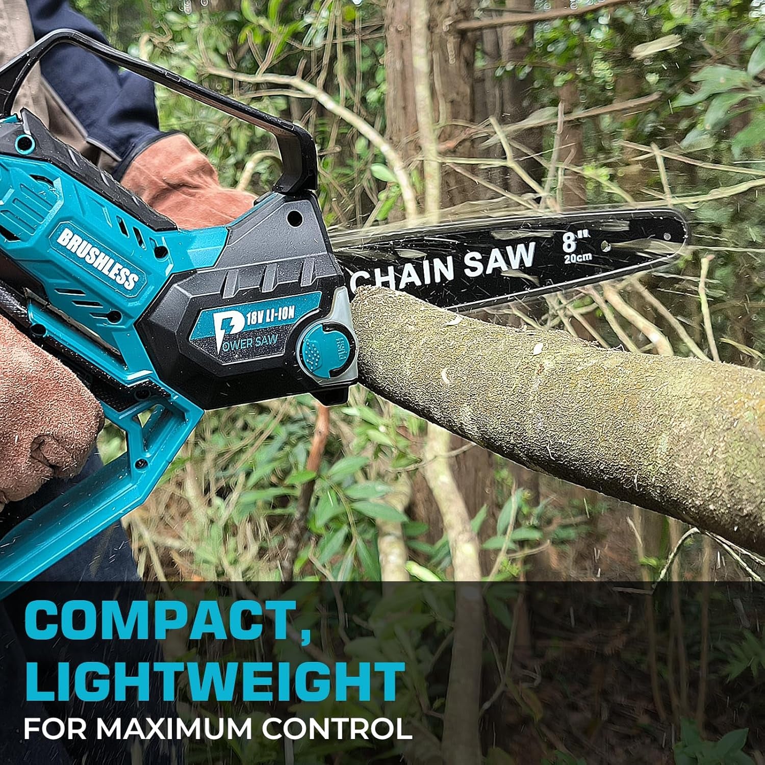 8-Zoll Kettensäge Für Makita 18V Akku, Automatischer Öler, Bürstenlose 6-Zoll Und 8-Zoll Akku Baumsäge, Batteriebetriebene Mini-Kettensäge Zum Holzschneiden Und Baumbeschneiden (Nur Werkzeug)