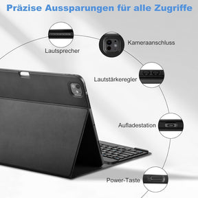 GAOJIE Tastatur Hülle Für Ipad Pro 13 Zoll (M4) 2024, Schutzhülle Mit Bleistifthalter, QWERTZ Deutsches Abnehmbarer Kabellose Tastatur Für Ipad Pro 13 Zoll A2925 A2926 A3007(Schwarz)