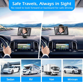 7In Baby Car Camera, 1080P IR Night Vision Baby Car Mirror with 178° Wide Angle - HD IPS Display Rear Facing Monitor, Safe Driving for New Parents, Infants, Kids & Toddlers