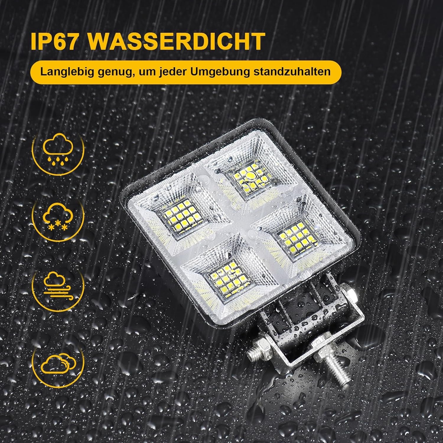 Dinfu 2 Pack 160W LED Scheinwerfer Lampen12V Led Arbeitsscheinwerfer Zusatzscheinwerfer, 6000K LED Arbeitsleuchte Offroad Flutlicht Für SUV ATV Truck KFZ