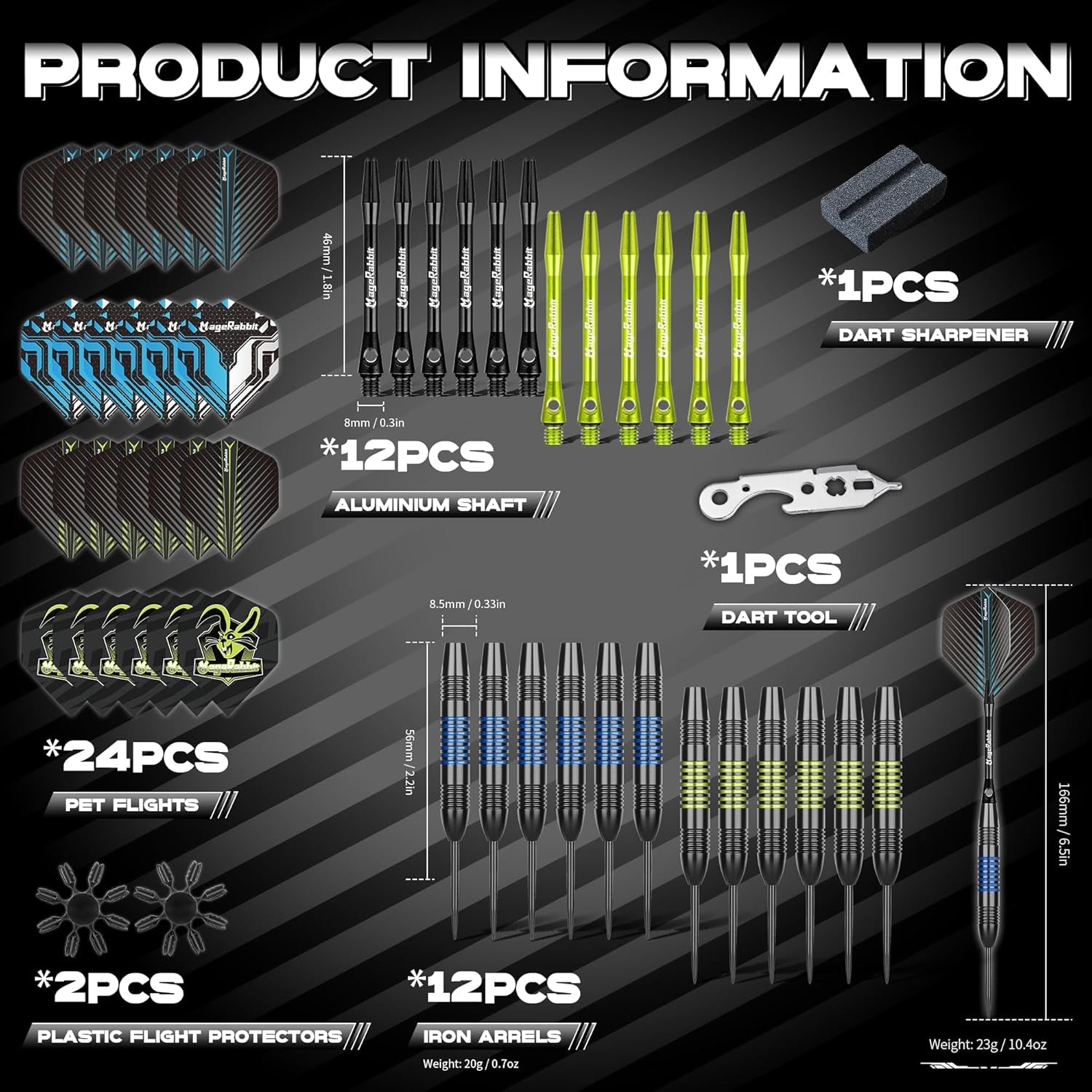 Dartpfeile Mit Metallspitze,12 Stück Steeldarts, 12 Aluminium Schaft Mit 24 Flights,Darts Zubehör. Profi Dartpfeile