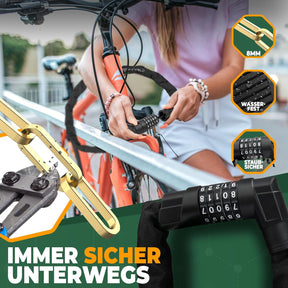 MIVELO Fahrradschloss Kettenschloss Aus Gehärtetem Stahl - 85Cm Lang I Fahrrad Schloss - Kettenschlösser Hohe Sicherheit I 8Mm Vierkant-Kette - Radschloss Fahrrad, E-Bike & E-Scooter (Mit Zahlencode)