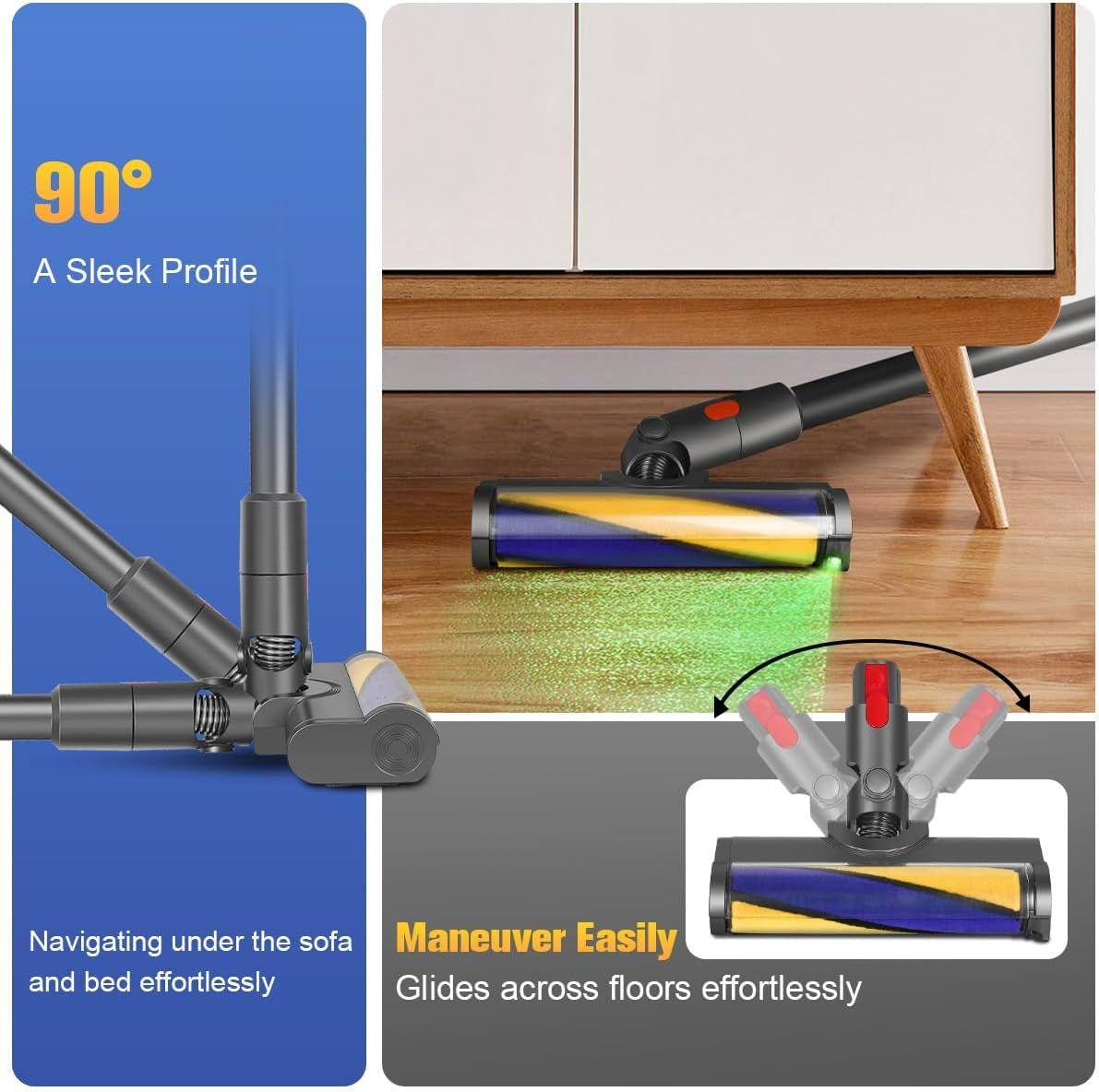 Softwalze Bodendüse Kompatibel Mit Dyson V7 V8 V10 V11 V15 Staubsauger | Ersatzbürste Mit LED | Staubanzeige-Funktion | Zubehör Für Quick Release-Turbobürste Für Hartboden