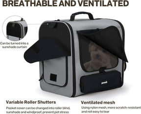 Pecute Große Katzen Rucksack Tragetasche Für Katzen & Kleine Hunde, Belüfteter & Robuster Haustier Rucksack Für Wandern, Camping, Reisen Leichtes, Ergonomisches Design, Grau