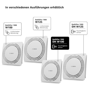 Bosch - Leiser Badlüfter 1900 DH W100 - Mit Feuchtigkeitssensor