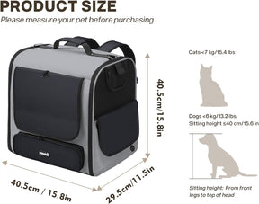 Pecute Große Katzen Rucksack Tragetasche Für Katzen & Kleine Hunde, Belüfteter & Robuster Haustier Rucksack Für Wandern, Camping, Reisen Leichtes, Ergonomisches Design, Grau