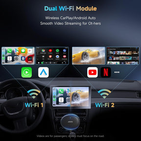 AD5 Wireless Carplay Adapter & Android Auto Adapter, Plug & Play Car Video Box, 2025 Upgrade Ai Box Carplay Dongle Mit Netflix, Youtube, Dual Wi-Fi, Bluetooth, Chatgpt, Grauschwarz