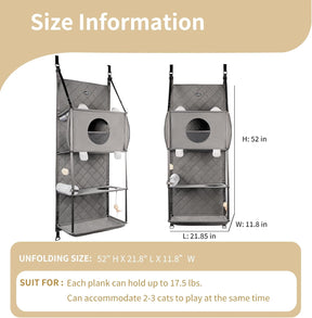 Hängender Kratzbaum - Tür Montiert Climber Katze Wand Katze Hängematte Für Indoor, Hanging/Erhöhte Bett - 4 Geschichte Mit Abnehmbaren Kissen, Ball Spielzeug Und Rollolo Katzenmöbel