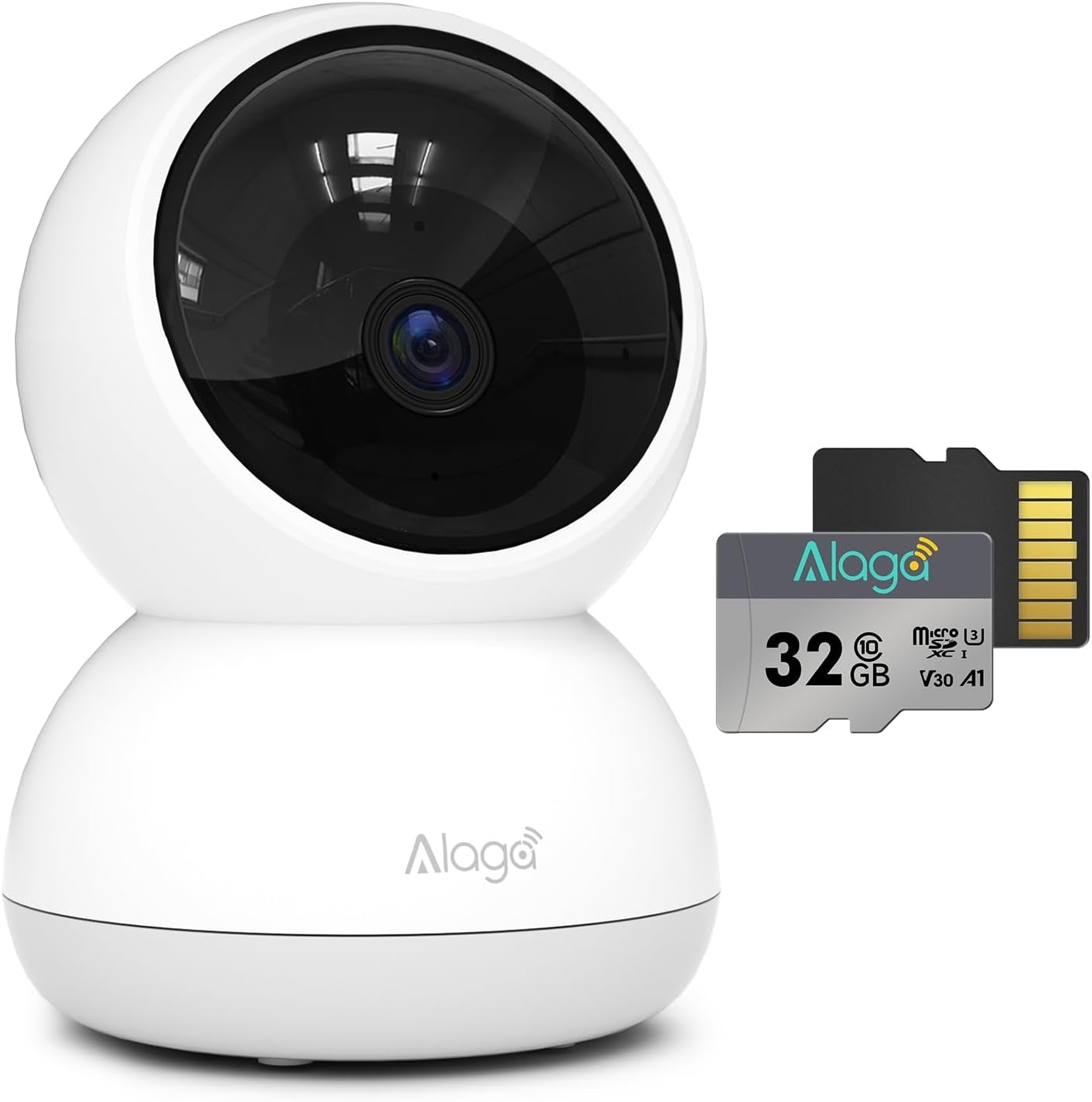 3K Wlan-Überwachungskamera, 360°, Nachtsicht, Bewegungserkennung, Zwei-Wege-Audio, 5G &2.4Ghz Wifi, Kompatibel Mit Alexa Und Google Home, Innenkamera, Weiß, Enthält 32G Tf-Karte