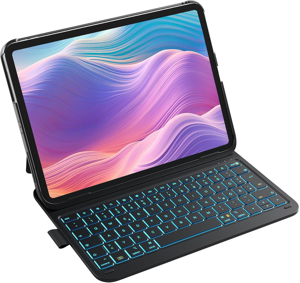 Inateck Ultraleichte Hülle Mit Tastatur Für Ipad 10 Gen,11 Gen. A16 2025 11 Zoll,Ipad Air 11" M3/M2 (2025/2024),Air 5/4,Pro 11 4/3/2/1,7-Farbiger Beleuchtung,Mit Stifthalter,Qwertz,Airtap BK2007-RGB
