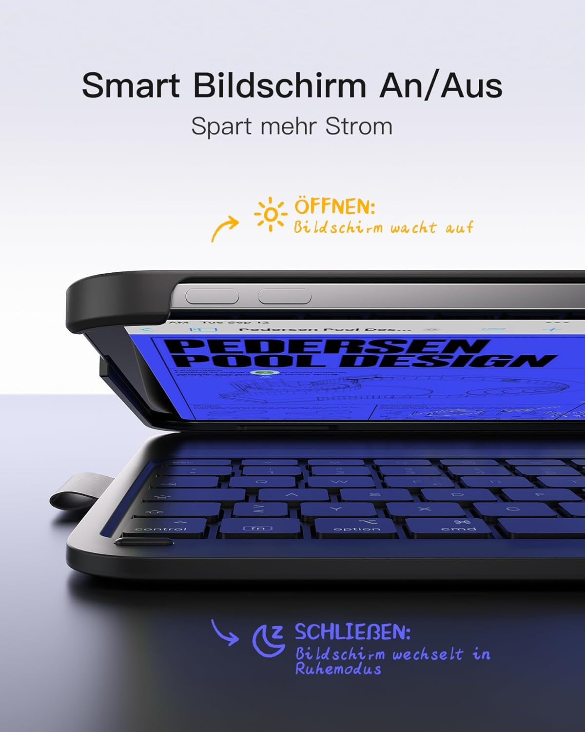 Inateck Ultraleichte Hülle Mit Tastatur Für Ipad 10 Gen,11 Gen. A16 2025 11 Zoll,Ipad Air 11" M3/M2 (2025/2024),Air 5/4,Pro 11 4/3/2/1,7-Farbiger Beleuchtung,Mit Stifthalter,Qwertz,Airtap BK2007-RGB