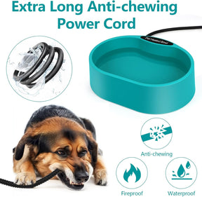 Beheizter Wassernapf Für Hunde, 3.7L Beheizter Haustiernapf, Beheiztes Frostschutz Tränkebecken, 2M Anti-Bite Kabel, Beheizbarer Wassernapf Für Hunde Katze Hasen Hühner Im Winter