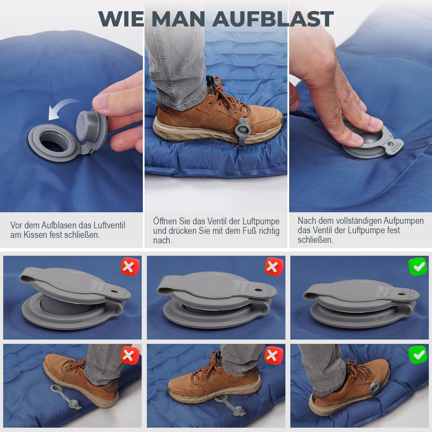 Isomatte Ultraleicht 12Cm Dick, Faltbar Mit Integrierter Fußpumpe & Kissen – Vielseitig Einsetzbar Als Camping Matratze, Isomatte Faltbar, Schlafmatte, Auto Matratze & Luftmatratze Camping