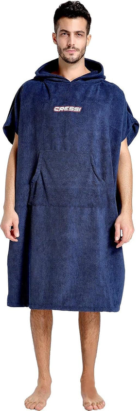 CRESSI Poncho Robe Blue Navy L/XL 92X118 Cm - Multifunktionaler Schutz Poncho Bademantel, Blau Navy, Unisex