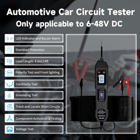 Spannungsprüfer Stift, Kfz Digital-Spannungsprüfer 6-48V DC Auto Circuit Tester Digital Mit Hintergrundbeleuchtung Durchgangsprüfer, Polaritätstest Leerlauftest Diodentest Erdungstest, Leistungsmesser