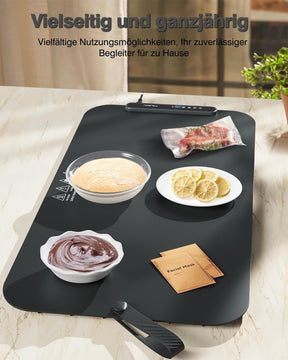 Warmhalteplatte Für Speisen, Speisenwärmer Ganzflächige Erwärmung Einstellbare Temperaturkontrolle, Tragbare Und Faltbare Heizplatte Mit Nano-Silikonmaterial Für Warm Halten Oder Auftauen
