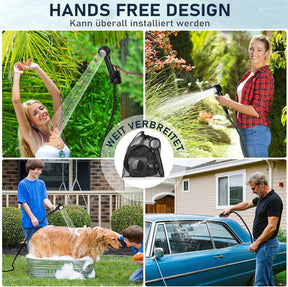 Camping Dusche, [8000Mah] Campingdusche Tragbare Mit Pumpe Und Temperaturanzeige, Mobile Dusche Outdoor Set Mit Duschkopf Und 2M Schlauch Für Camping Garten Autowaschen Strand Reisen Haustier