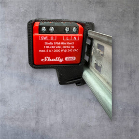 Shelly 1 PM Mini Gen3 DIN Rail Hutschienenhalter für eine 35 mm DIN Hutschiene