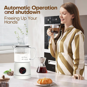4 in 1 Milchaufschäumer Elektrisch Und Milchwärmer, Automatische Milchschäumer Für Heiß & Kalt, Elektrischer Milchaufschäumer Visuelles Glas, Schaum Maker Für Kaffee, Latte, Cappuccino, Weiß
