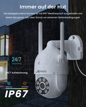 ANRAN 3K Überwachungskamera Aussen WLAN, 360° PTZ Kamera Überwachung Outdoor Mit Automatischer Verfolgung, 5MP Vollfarbige Nachtsicht, Zwei-Wege-Audio, P2 Max