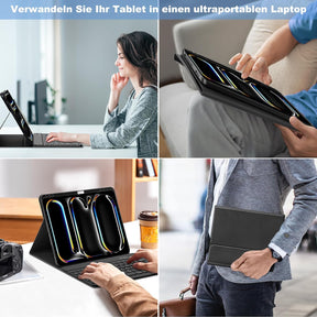 GAOJIE Tastatur Hülle Für Ipad Pro 13 Zoll (M4) 2024, Schutzhülle Mit Bleistifthalter, QWERTZ Deutsches Abnehmbarer Kabellose Tastatur Für Ipad Pro 13 Zoll A2925 A2926 A3007(Schwarz)