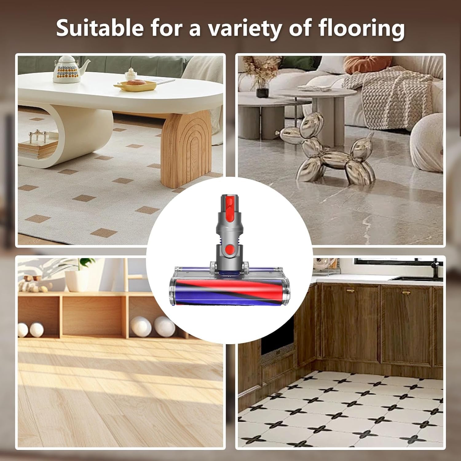 Softwalze Bodendüse Zubehör Für Dyson V8(SV10) V10(SV12) V11(SV14) V15 Staubsauger, Elektrischer Soft Roller Bürste Aufsatz Für Harte Böden