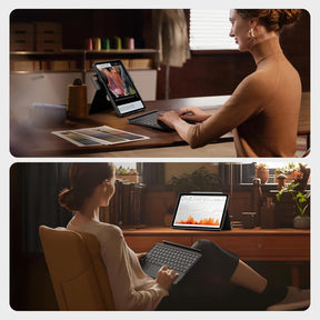 HOU Ipad 11. A16/10. Generation Case Mit Tastatur, Drehbare Und Abnehmbare Tastatur Für Ipad 11''/10, Elastische Stifthalterung, Vollschutzhülle, 7-Farben Hintergrundbeleuchtung, Multi-Touch Trackpad