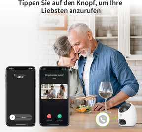 3K+3K (5MP+5MP) WLAN Kamera Mit Dual-Objektiv, Überwachungskamera Innen Mit Erkennung Von Person, Haustier Und Winkender Hand, Alexa Kamera Unterstützt Patrouillenmodus, 2-Wege-Audio D220