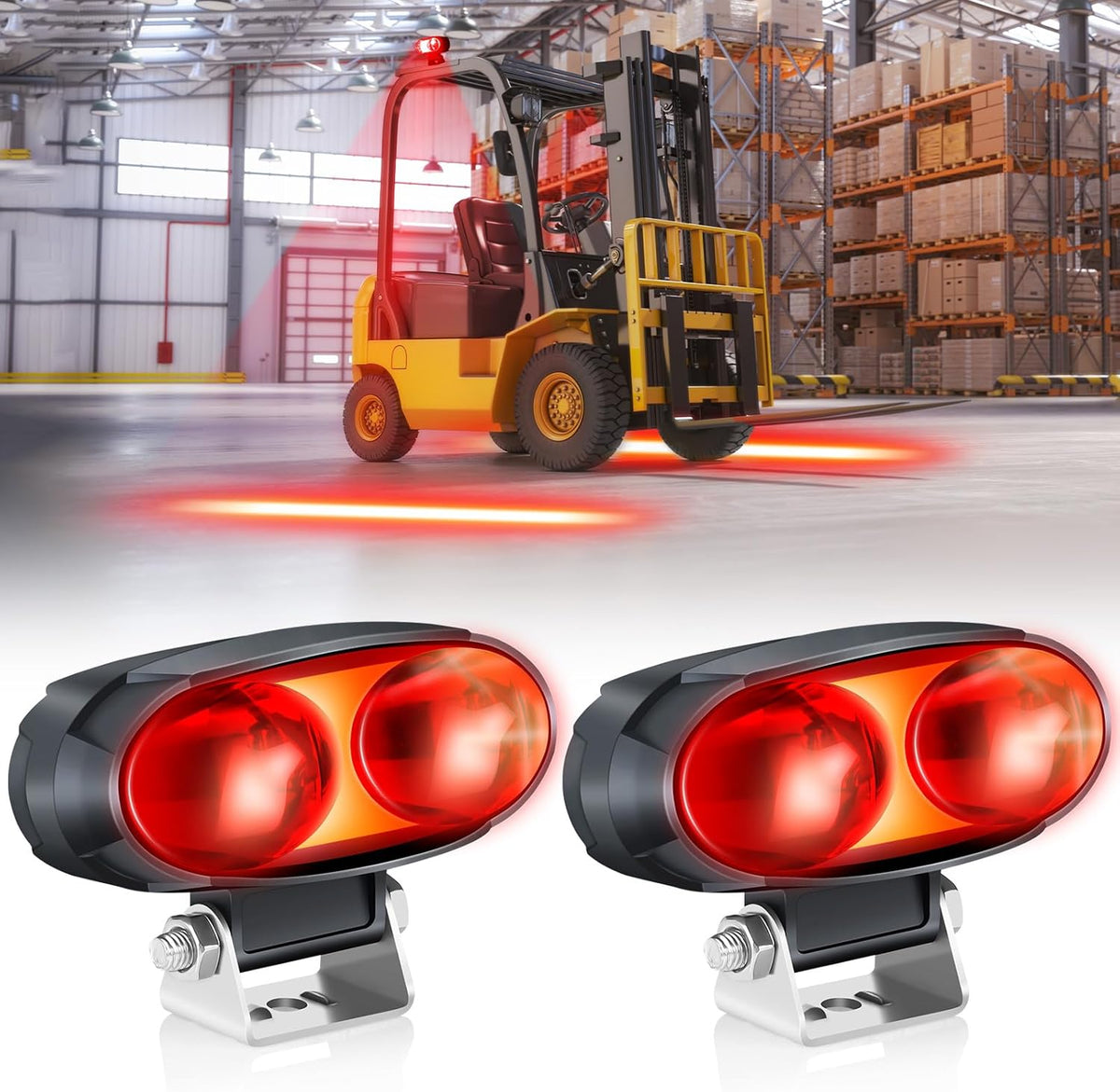 Dinfu 2Pcs 30W LED Gabelstapler Leuchtet Seitenleuchten Warnscheinwerfer Sicherheitswarnleuchte 12-80V Staplerwarnleuchte Für Autos Stapler Fahrzeug Rückwärtsfahre