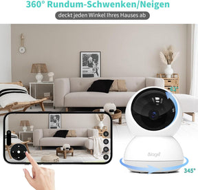 3K Wlan-Überwachungskamera, 360°, Nachtsicht, Bewegungserkennung, Zwei-Wege-Audio, 5G &2.4Ghz Wifi, Kompatibel Mit Alexa Und Google Home, Innenkamera, Weiß, Enthält 32G Tf-Karte