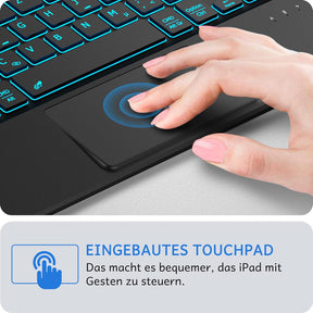 CACOE Hülle Tastatur Kompatibel Mit Ipad Pro 11 Zoll M4 Hülle 2024 Mit Touchpad, 7-Farbige Beleuchtung Abnehmbare Kabellose, Schwarz