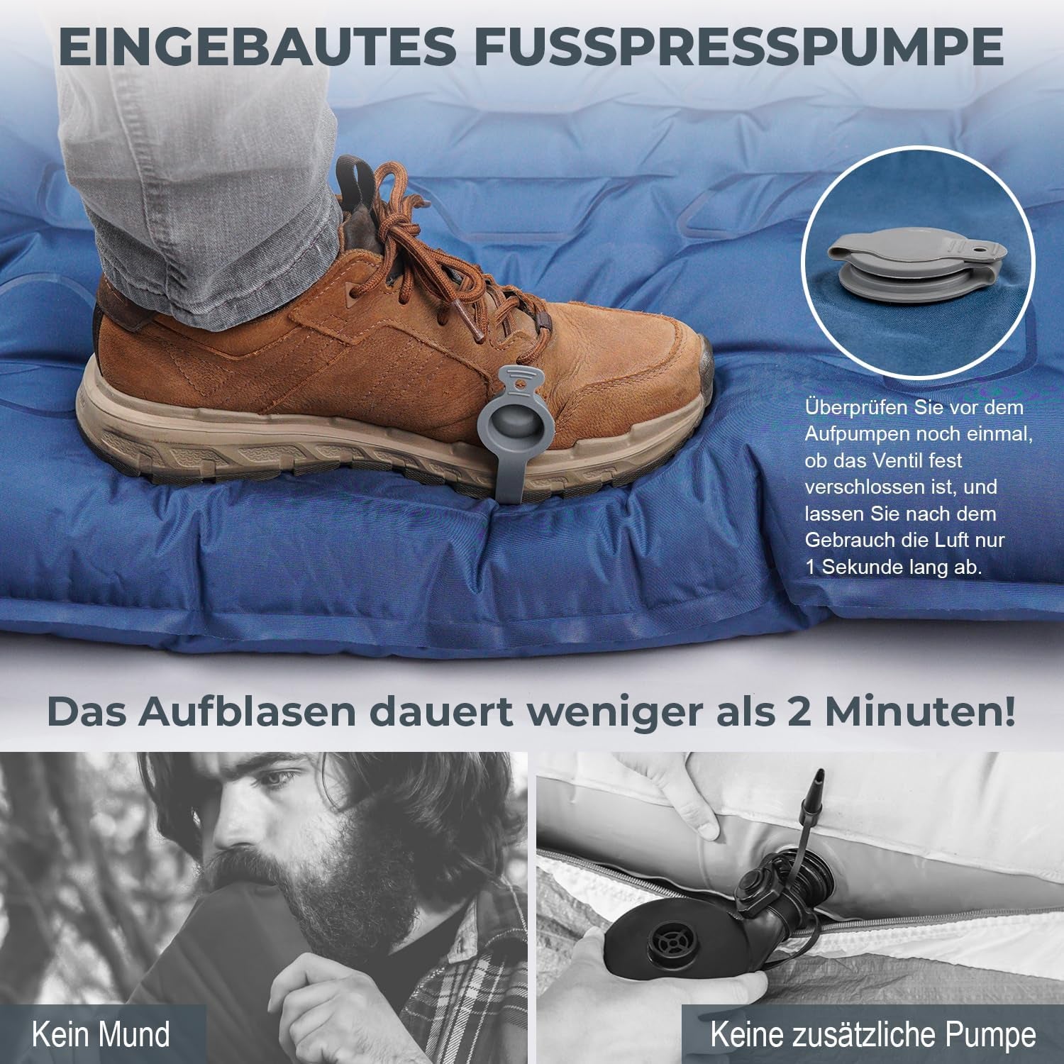 Isomatte Ultraleicht 12Cm Dick, Faltbar Mit Integrierter Fußpumpe & Kissen – Vielseitig Einsetzbar Als Camping Matratze, Isomatte Faltbar, Schlafmatte, Auto Matratze & Luftmatratze Camping