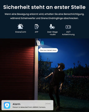 ANRAN 3K Überwachungskamera Aussen WLAN, 360° PTZ Kamera Überwachung Outdoor Mit Automatischer Verfolgung, 5MP Vollfarbige Nachtsicht, Zwei-Wege-Audio, P2 Max