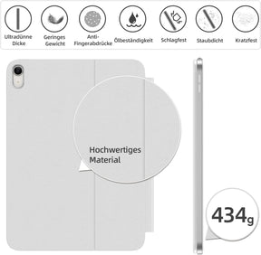 HOU Slim Bluetooth Tastatur Hülle Für Ipad 11. Generation 2025 (A16) & 10. Generation 2022, Kunstleder-Optik Hülle Mit Tastatur, Ergonomischer Winkel, QWERTZ, Weiß