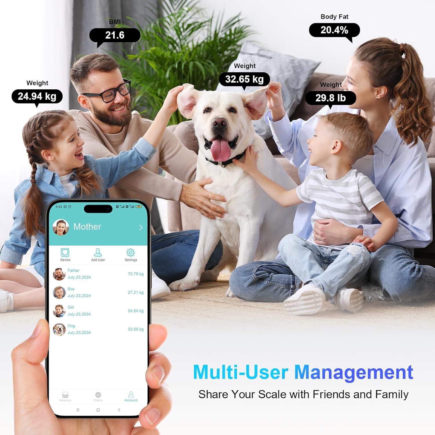 Personenwaage, Impedanzmesser, Bluetooth, Hohe Genauigkeit, Mit App, 13 Indikatoren Für Android Und Ios, Max. 180 Kg/400 Lb/28St, 28 X 28 Cm – Mehrfarbig