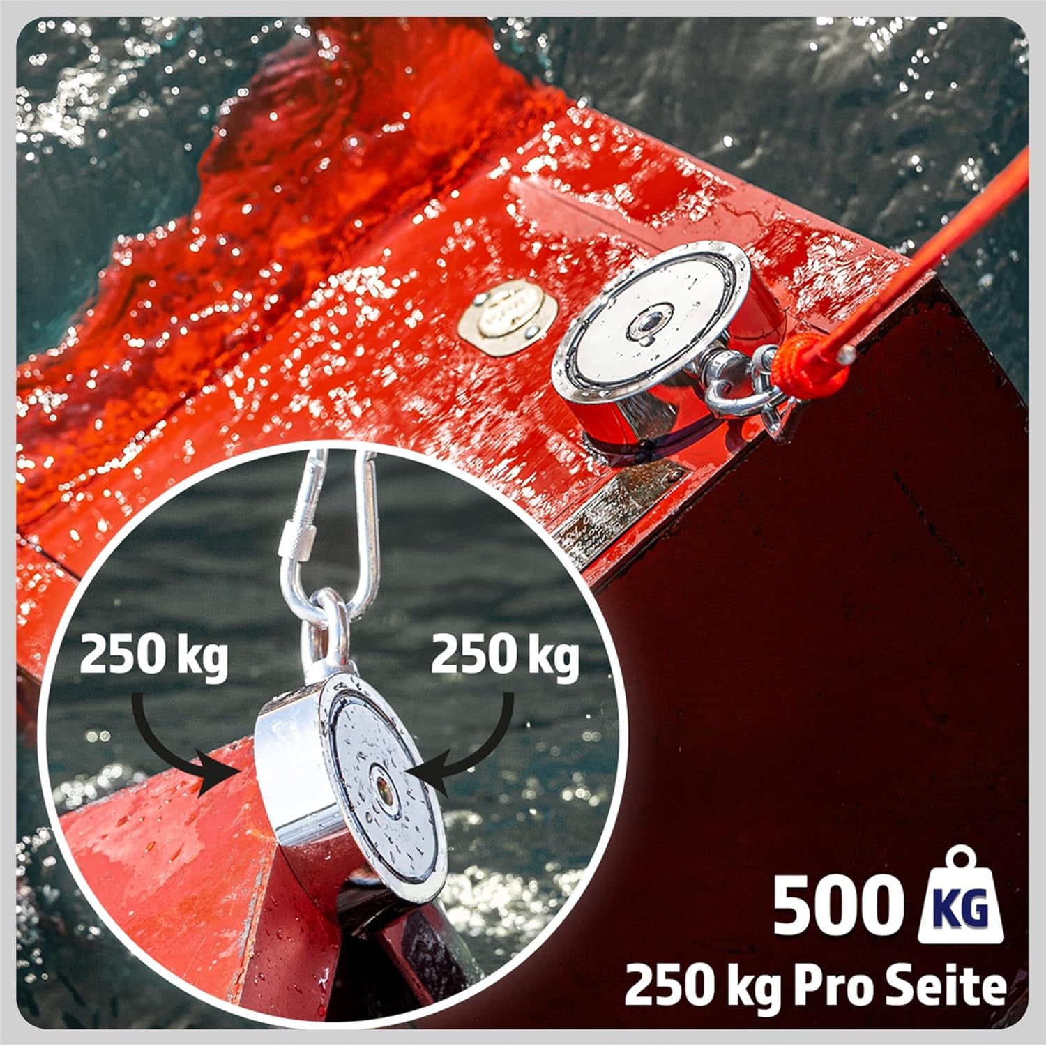Magnetfischen Set - 250 KG - Ø75Mm - Neodym Magnet Mit Seil (20M) & Handschuhe - Magnet Fischen Angel - Ösenmagnet - Fishing Magnetangel - Magnetangeln Set