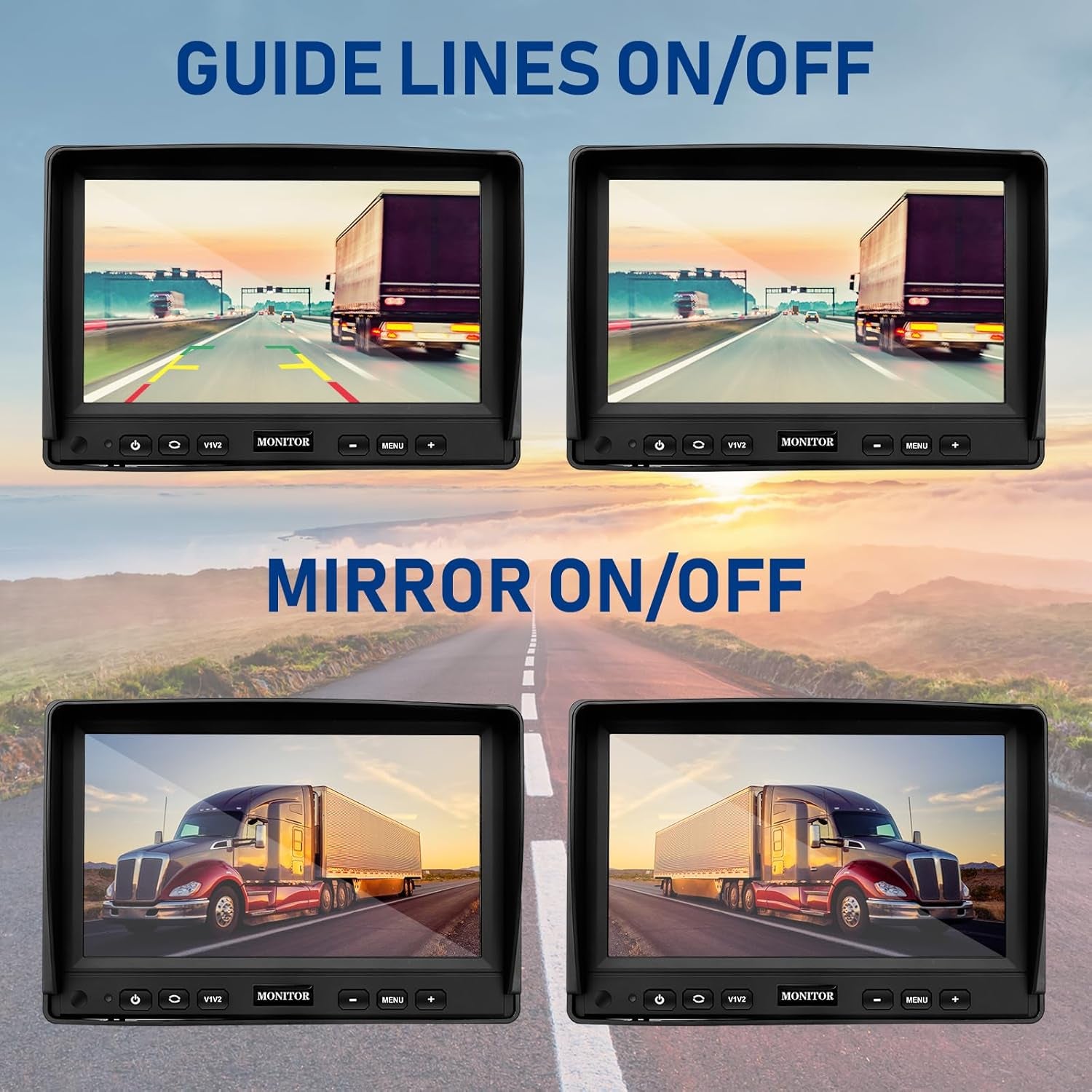 Rückfahrkamera-Set Mit 7"-LCD-1080P Monitor & 170° Weitwinkel- Rückfahrkamera, IP69K Wasserdicht, 4IR Nachtsicht, Diy-Leitfäden,Für Lkw/Anhänger/Bus/Van/Landwirtschaft/Schwertransport(12-32 Volt)